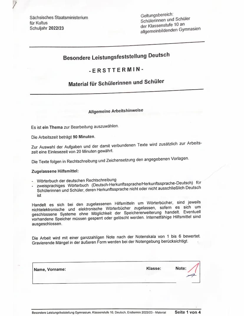BLF Deutsch
2023
Sachsen Sächsisches Staatsministerium
für Kultus
Schuljahr 2022/23
Geltungsbereich:
Schülerinnen und Schüler
der Klassenstu