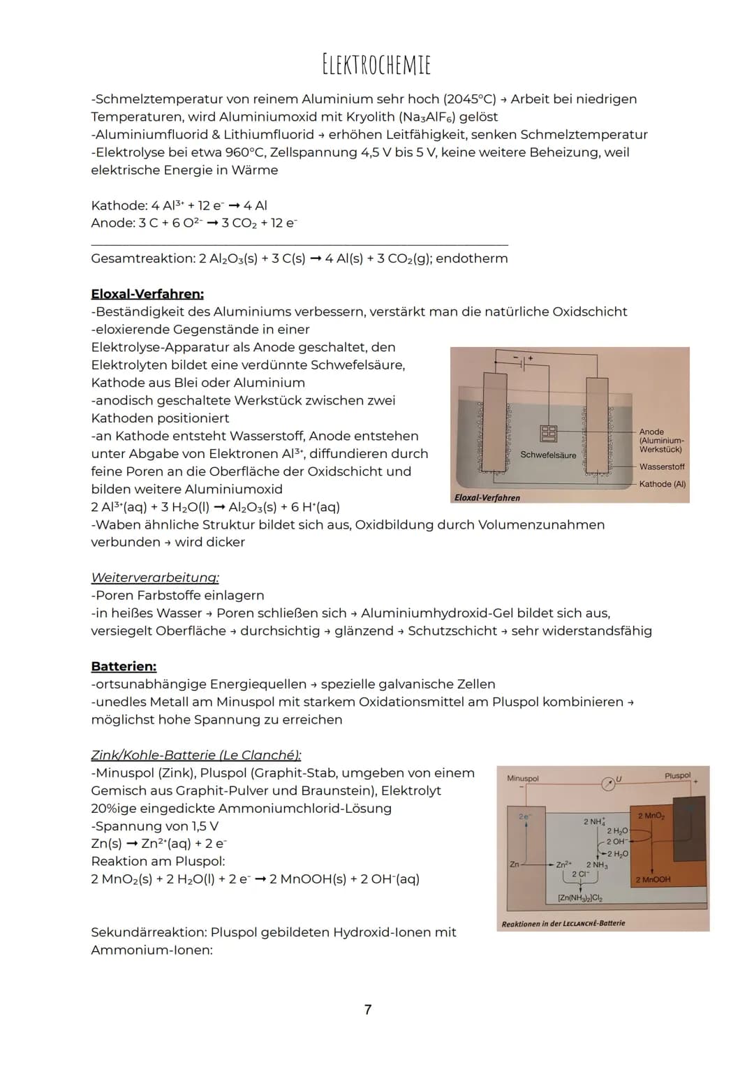 ELEKTROCHEMIE
Redoxreaktionen:
-Oxidation: Elektronenabgabe (Oxidationszahl wird erhöht)
-Reduktion: Elektronenaufnahme (Oxidationszahl wird