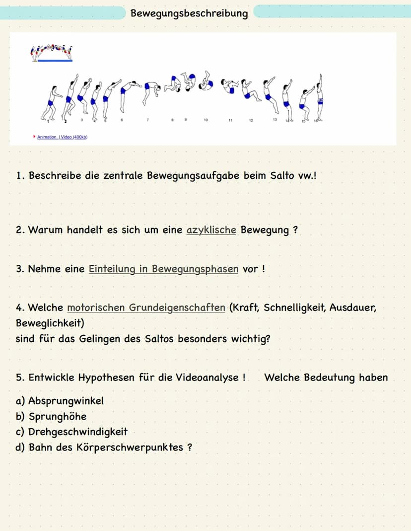 Abitur Lernzettel 2023
Sporttheorie
Jana Janecki
25.04.2023 Bewegungslehre:
● Bedeutung und Sinn sportlicher Bewegungen
-> Definition Sport
