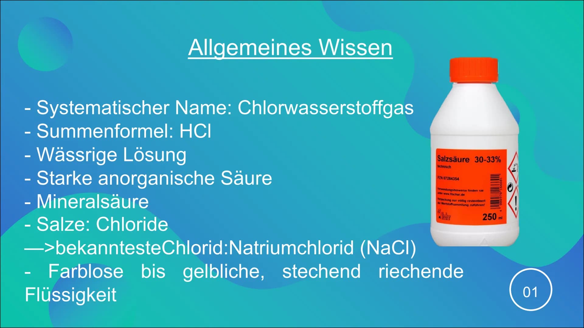 
<h2 id="introduction">Introduction</h2>
<p>Salzsäure, also known as hydrochloric acid, is a strong and highly corrosive acid. Its formula i