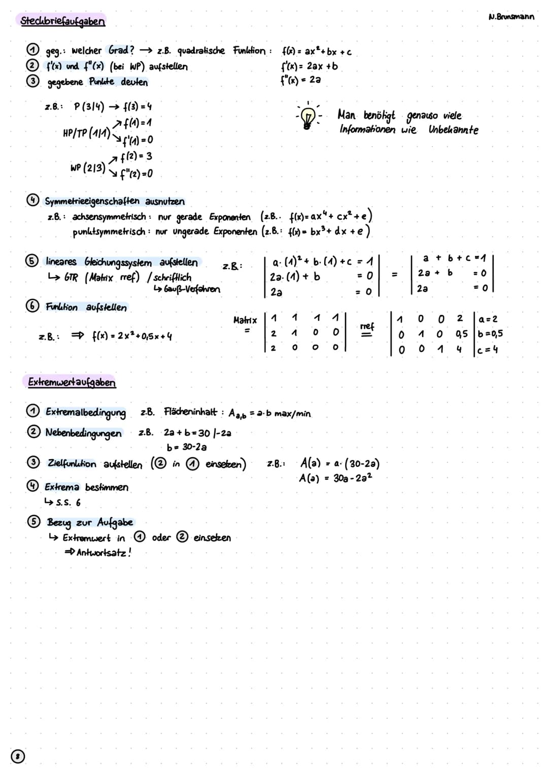 Funktionen
Definitionsmenge (ID):
Menge aller x-Werte
Wertemenge (W):
Menge aller y-Werte
Quadratische Funktionen (Parabeln)
Normalform
f(x)