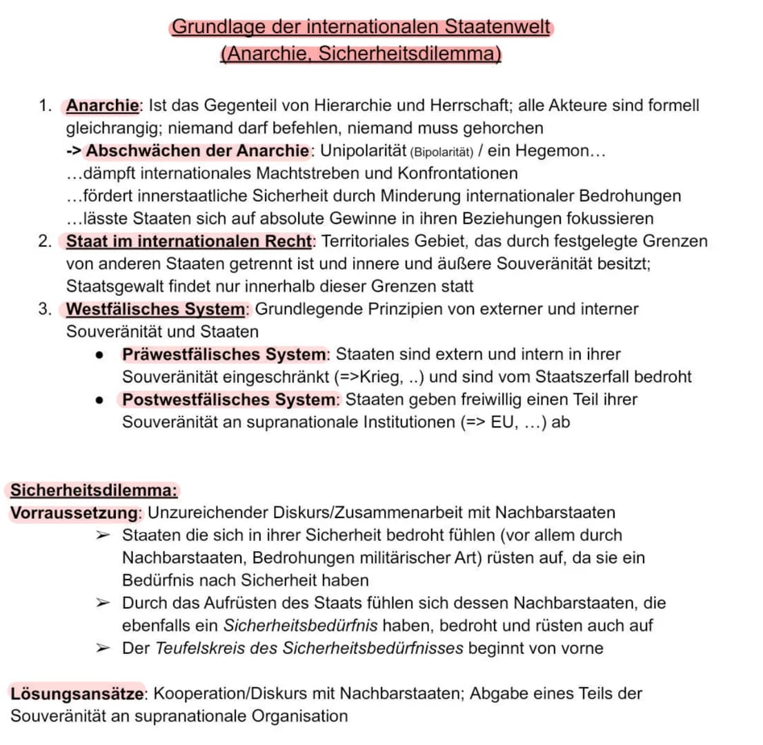 
<h2 id="abitur">Abitur</h2>
<p>Grundlage der internationalen Staatenwelt (Anarchie, Sicherheitsdilemma)</p>
<h2 id="internationalebeziehung