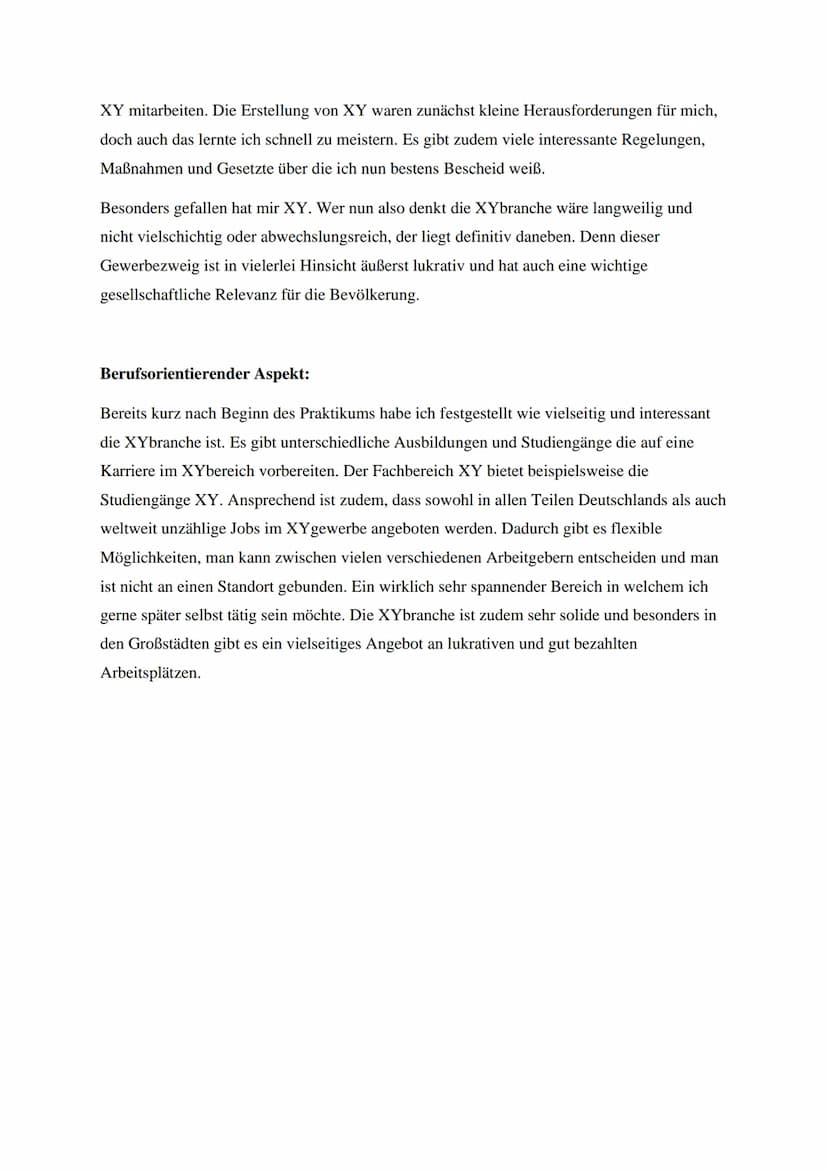Kriteriengeleitete Reflexion
Sozialer Aspekt:
Schon vom ersten Moment an fühlte ich mich im Büro von XY in XY sehr wohl. Die
Mitarbeiter war