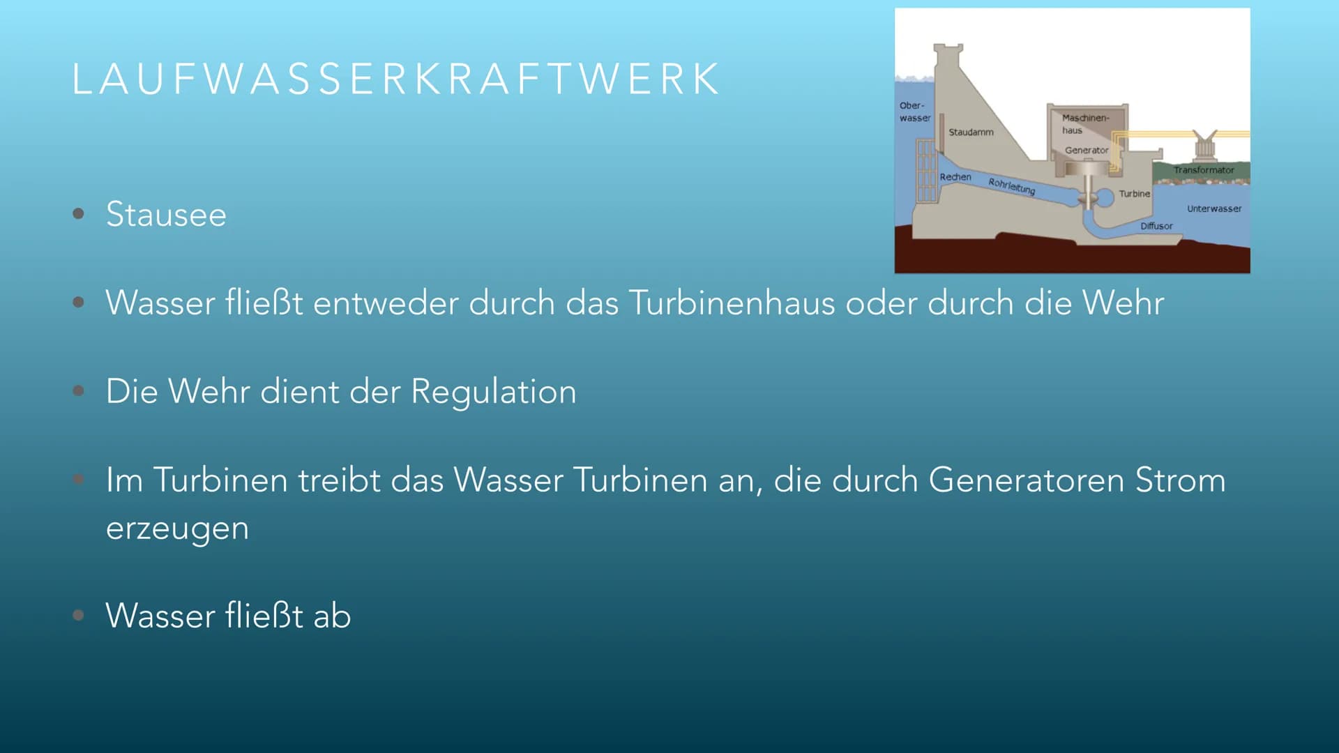 WASSERKRAFT
ERNEUERBARE ENERGIEN INHALT
Art und Weise der Energiegewinnung
Vorteile dieser Form der Energiegewinnung
Nachteile dieser Form d