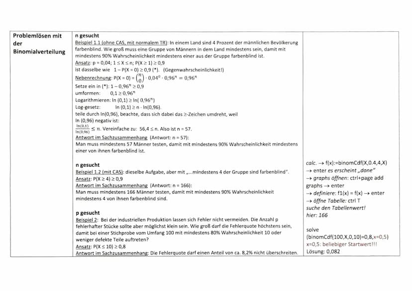 Zusammenfassung Binomialverteilung
Begriff
Bernoulli-
Experiment
Bernoulli-Kette
Bernoulli-Formel
Definition oder Beispiel
Ein Zufallsexperi
