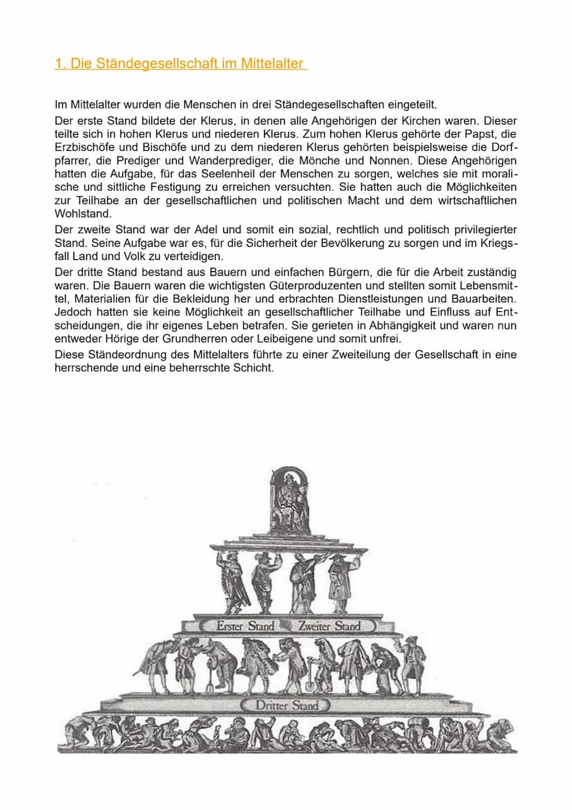 Portfolio
Gesellschaft
im Mittelalter Inhaltsverzeichnis
Einleitung
1. Die Ständegesellschaft im Mittelalter
2. Der Feudalismus im Mittelalt