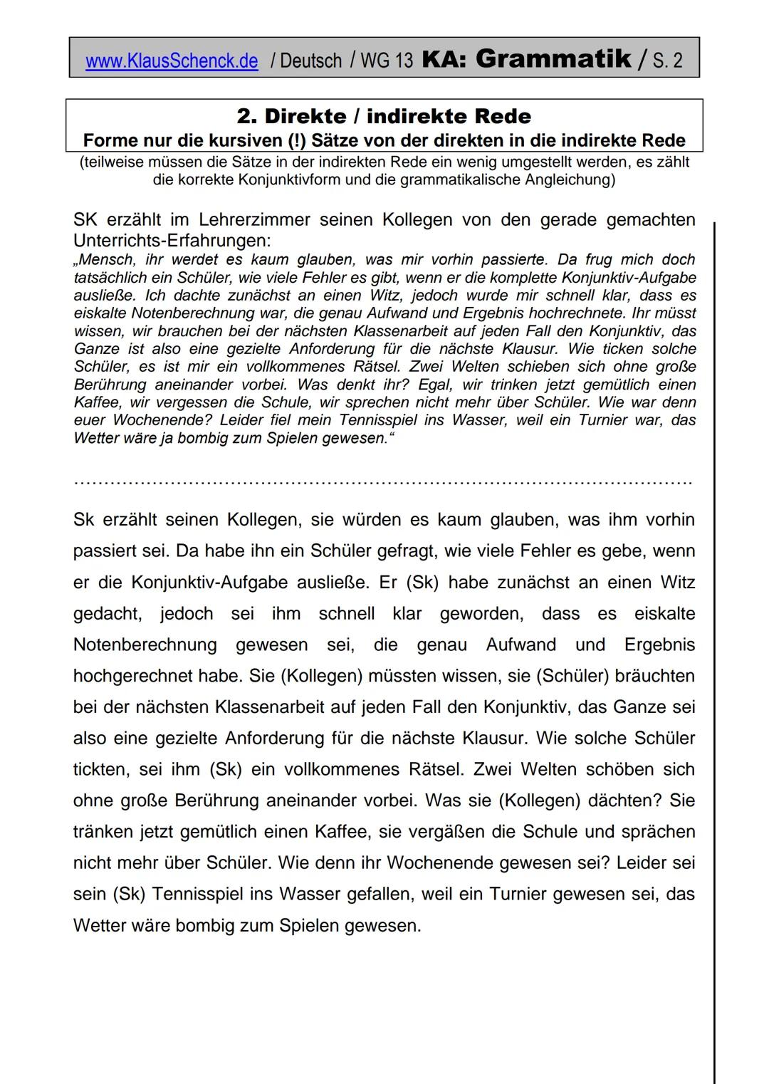 www.KlausSchenck.de / Deutsch / WG 13 KA: Grammatik / S. 1
(Deutsch/Grammatik/KAWortZeit-WG13-17)
Klasse: WG 13
Fehlerzahl:
Name:
Durchschni