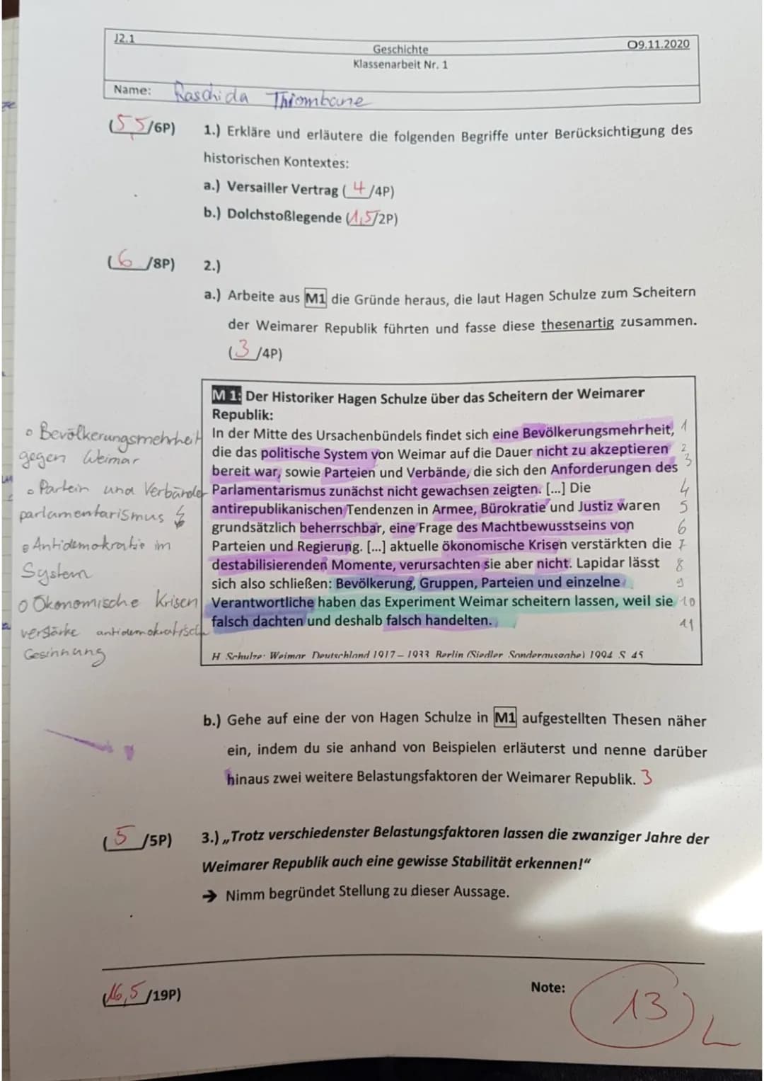 J2.1
Name:
B
(55/6P)
Raschida Thrombone
1.) Erkläre und erläutere die folgenden Begriffe unter Berücksichtigung des
historischen Kontextes:
