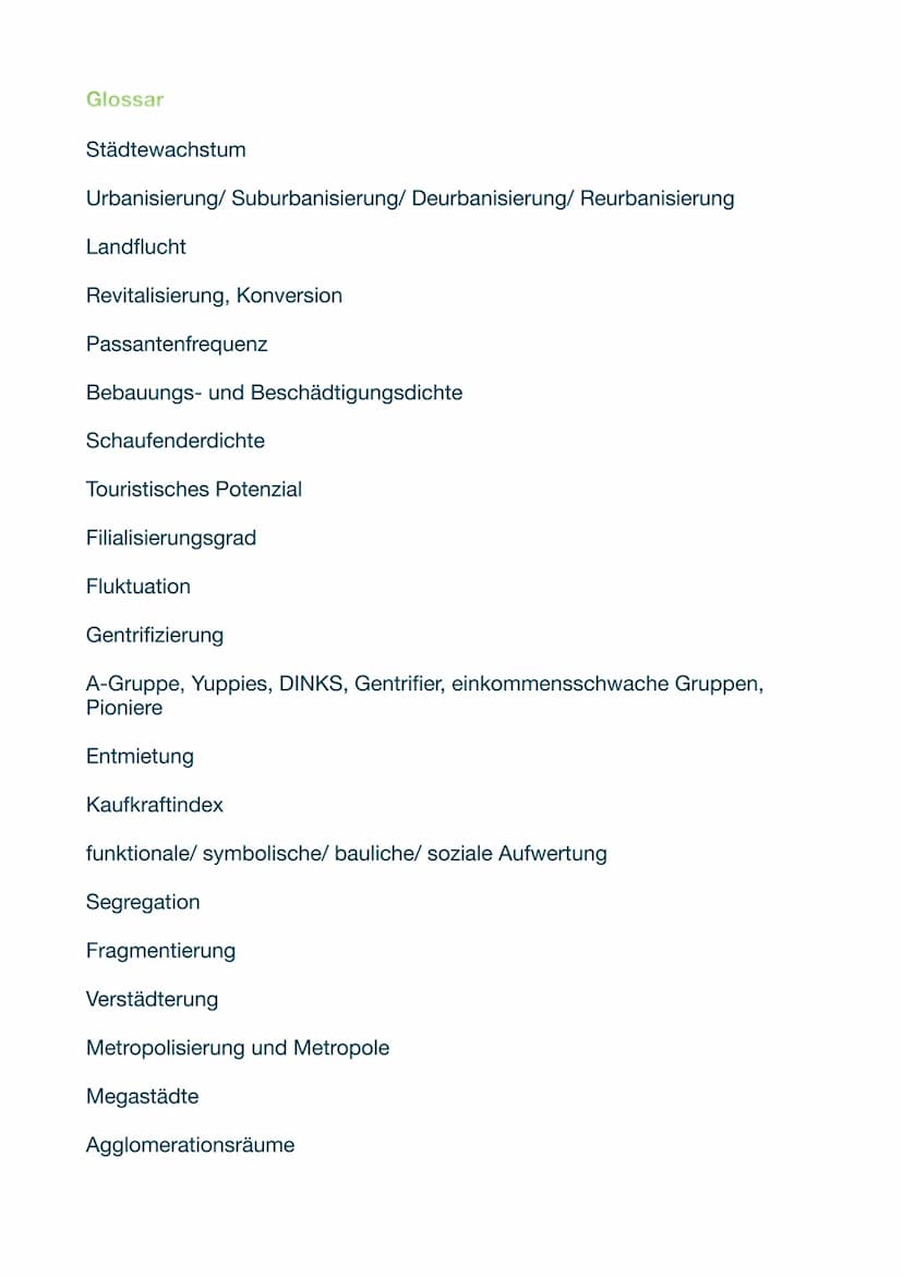 L
inhalt
1. Stadt in verschiedenen Epochen
2. Funktionelle Gliederung/ Sozialräumliche
3. Urbanisierungsprozesse
4. Gentrifizierung
5. schru