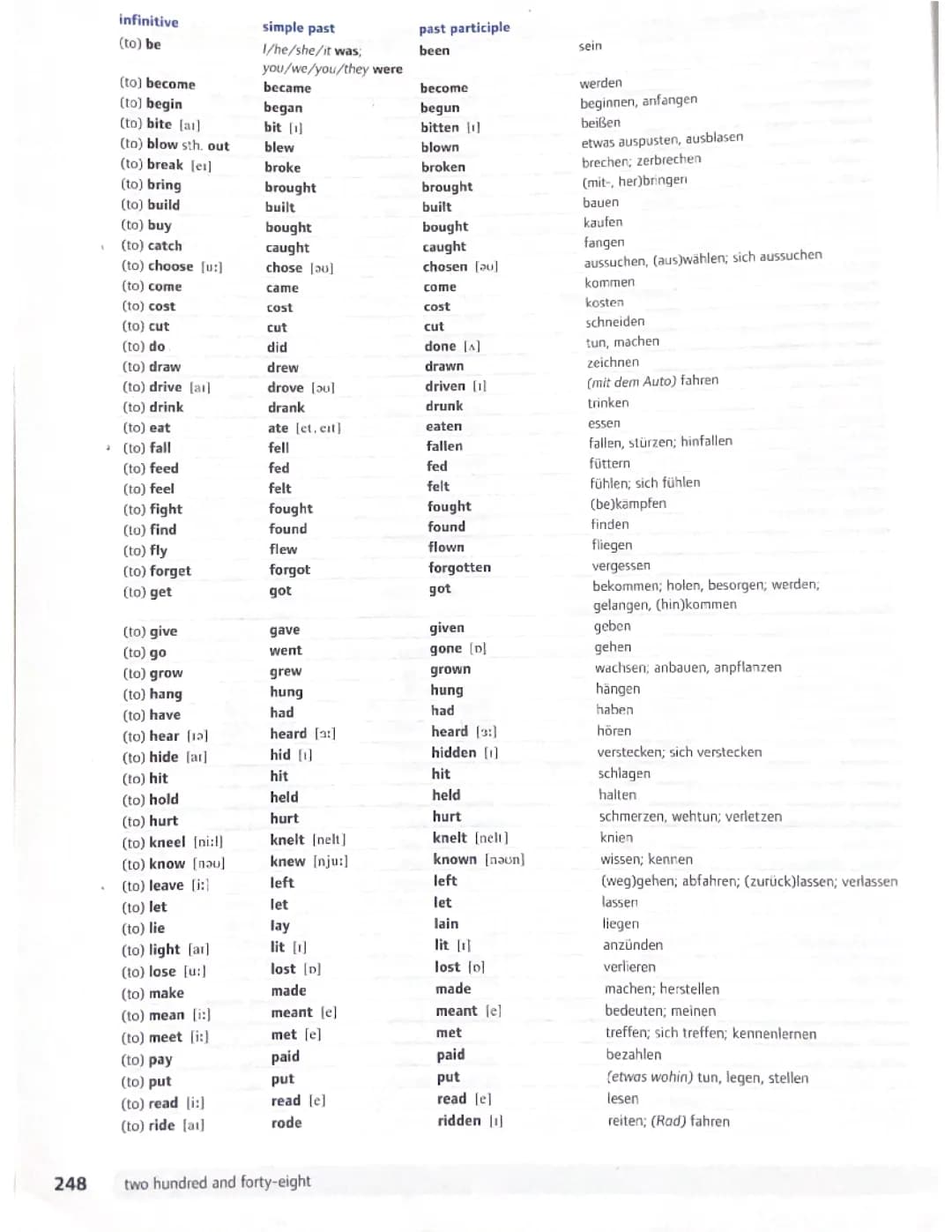 Irregular verbs