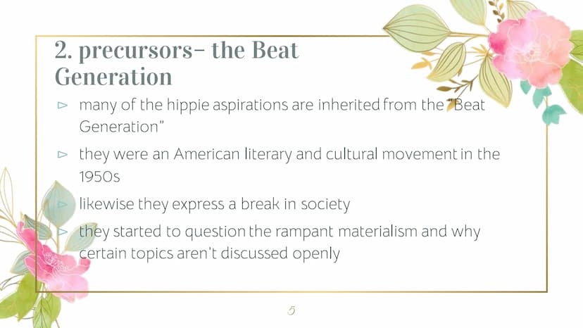 The Hippie movement
Generation " Flower
Power"
by Anastasia Simonina 600
REE
Structure
► definition
M
precursors
▷ events which influenced t