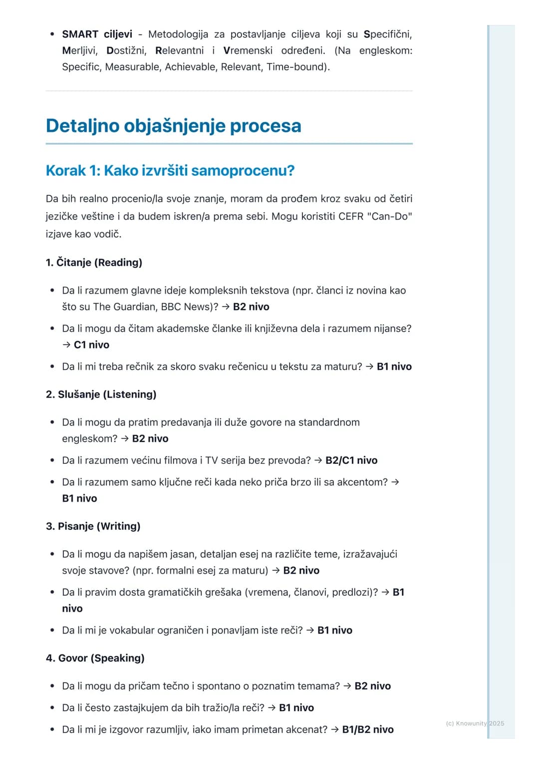 # Samoprocena i postavljanje
ciljeva

Uvod u samoprocenu i postavljanje
ciljeva

Samoprocena je ključna veština za samostalno učenje, pogoto