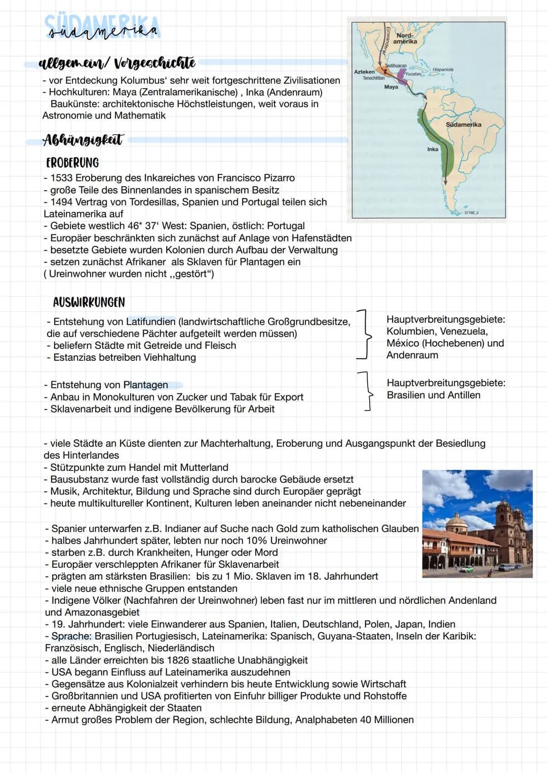 südamerika
allgemein/Vorgeschichte
- vor Entdeckung Kolumbus' sehr weit fortgeschrittene Zivilisationen
- Hochkulturen: Maya (Zentralamerika