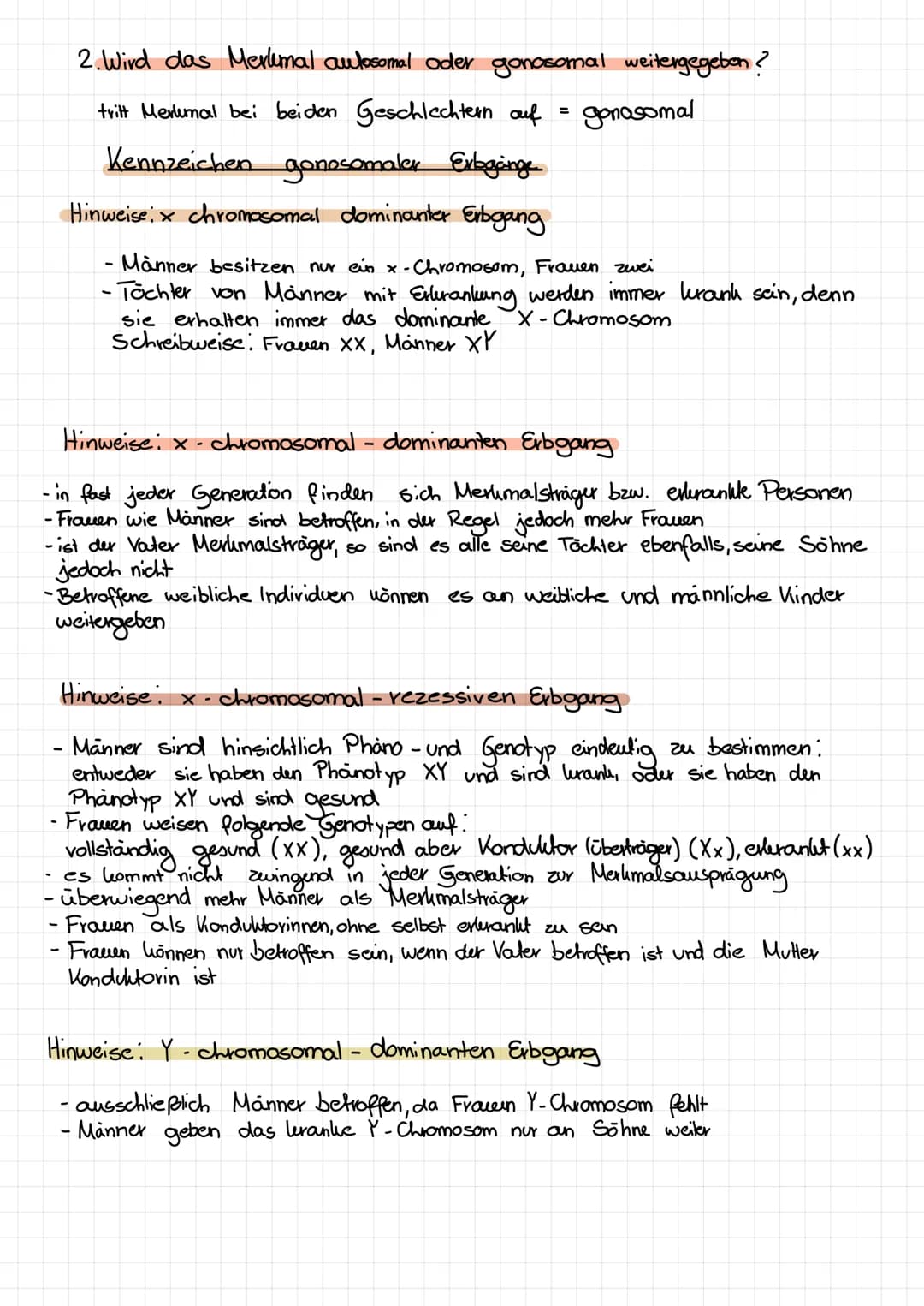 Stammbaumanalyse
Ziel: anhand von phänotypischen Merkmalen auf die genotypischen
Anlagen zu schließen
Legende nicht
vergessen:
1. Wird das M