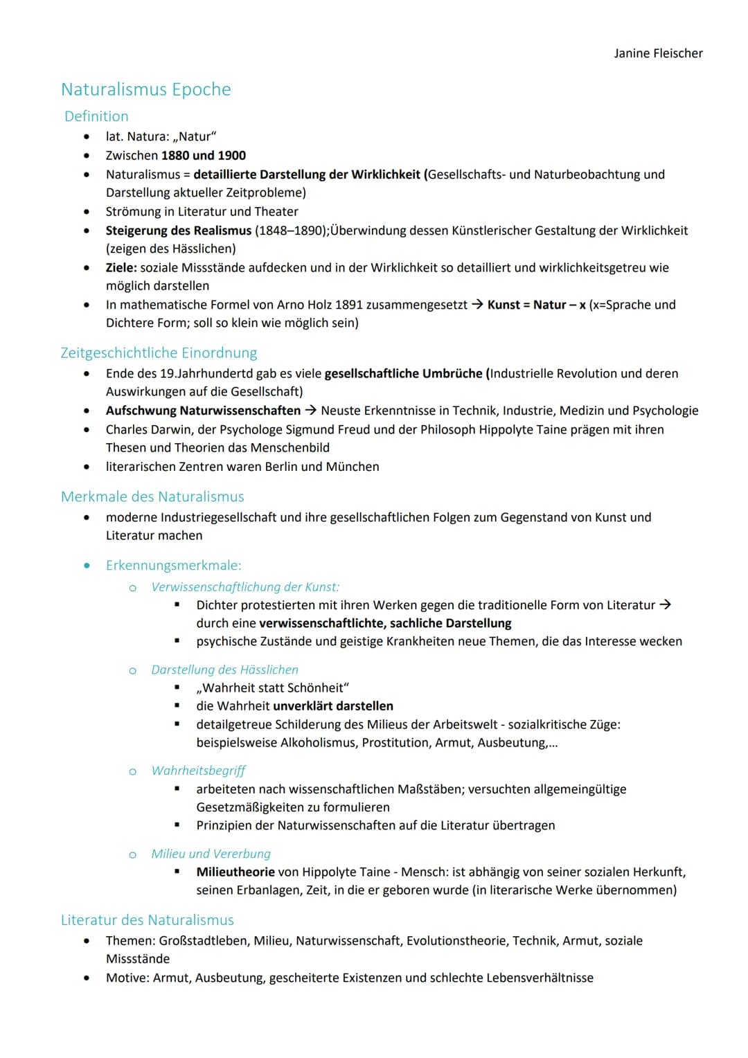 Naturalismus Epoche
Definition
lat. Natura: ,,Natur"
Zwischen 1880 und 1900
Naturalismus = detaillierte Darstellung der Wirklichkeit (Gesell