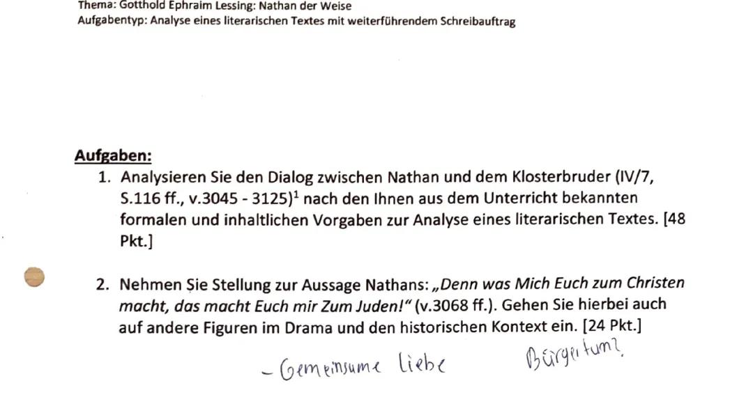 Nathan der Weise: Zusammenfassung und Szenenanalyse der 4. Aufzüge