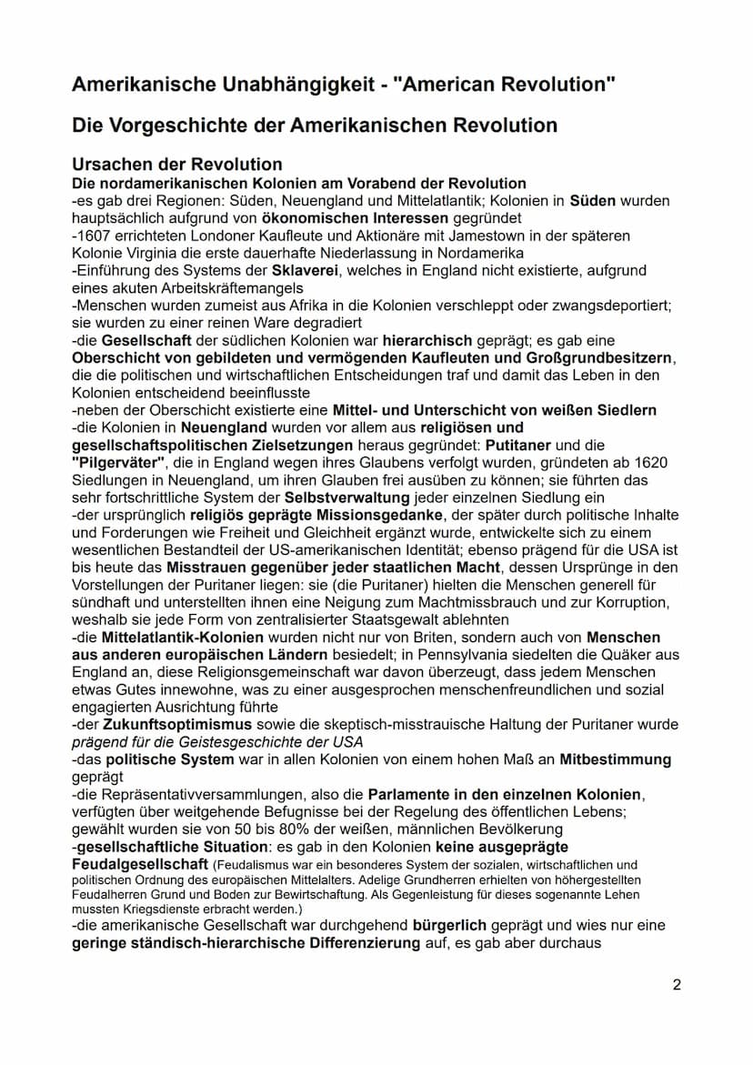 Inhaltsverzeichnis - Rahmenthema 1
Amerikanische Unabhängigkeit - "American Revolution".
Die Vorgeschichte der Amerikanischen Revolution....