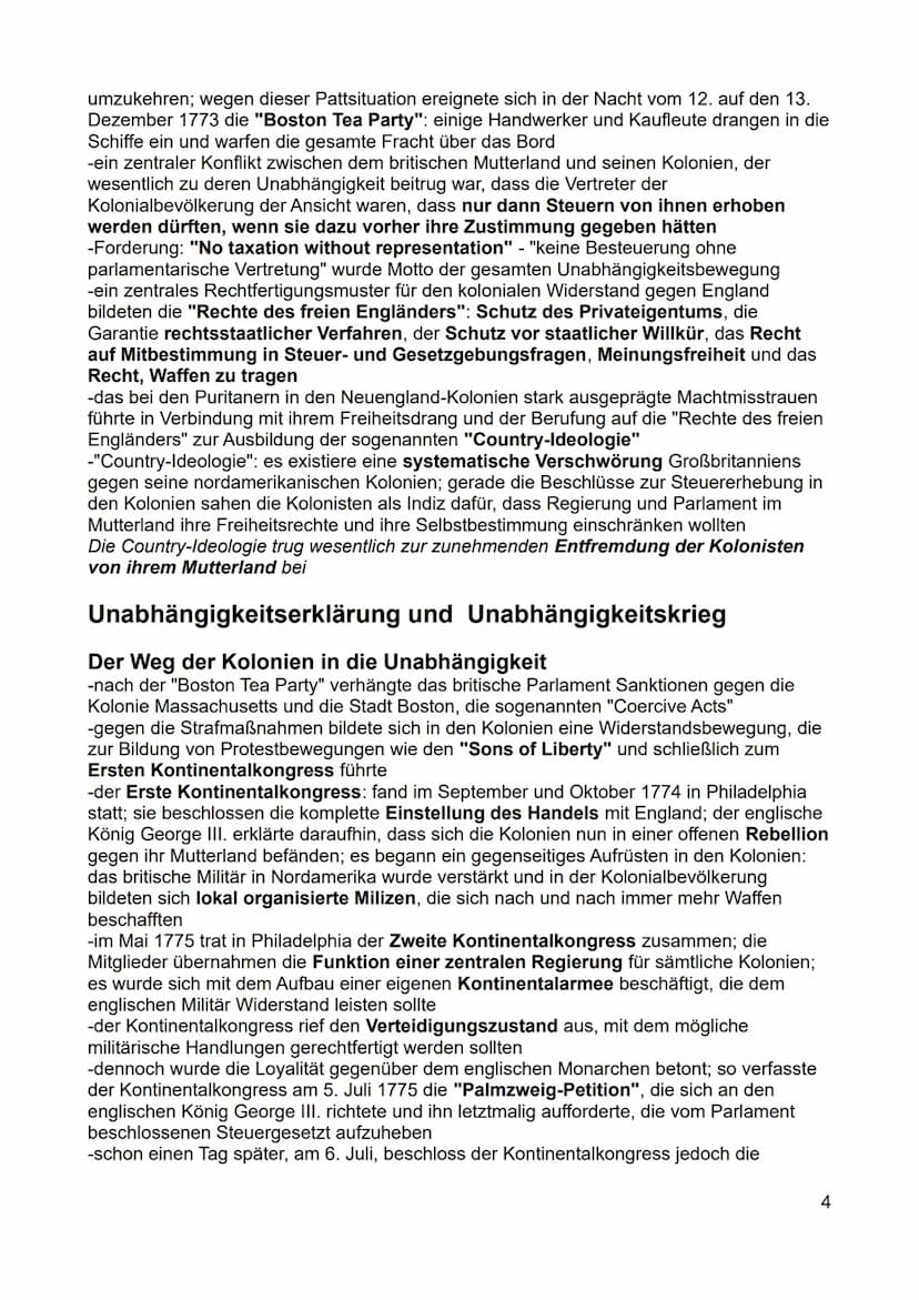 Inhaltsverzeichnis - Rahmenthema 1
Amerikanische Unabhängigkeit - "American Revolution".
Die Vorgeschichte der Amerikanischen Revolution....