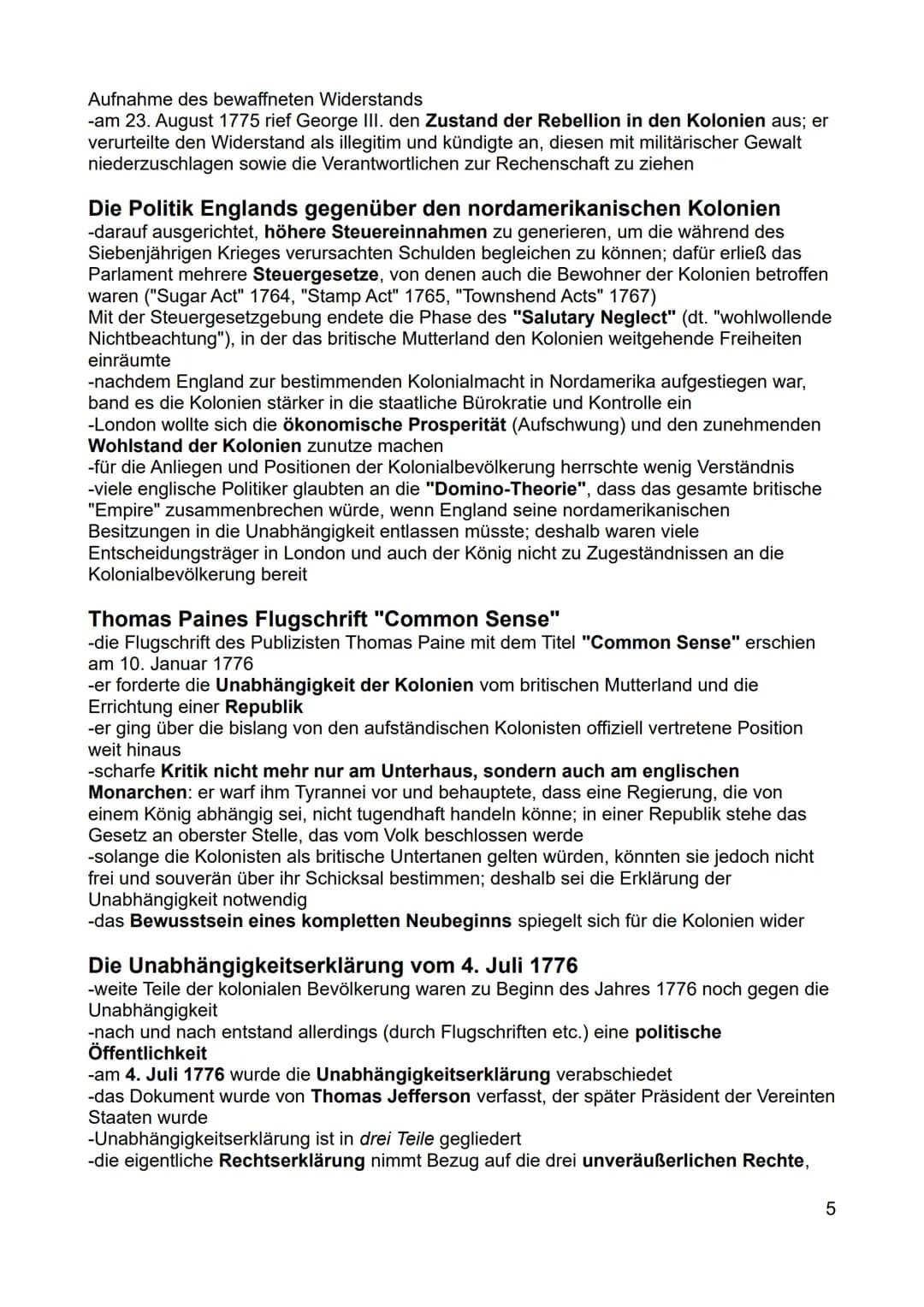Inhaltsverzeichnis - Rahmenthema 1
Amerikanische Unabhängigkeit - "American Revolution".
Die Vorgeschichte der Amerikanischen Revolution....