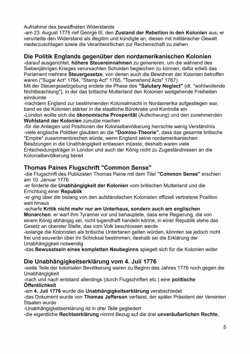 Inhaltsverzeichnis - Rahmenthema 1
Amerikanische Unabhängigkeit - "American Revolution".
Die Vorgeschichte der Amerikanischen Revolution....