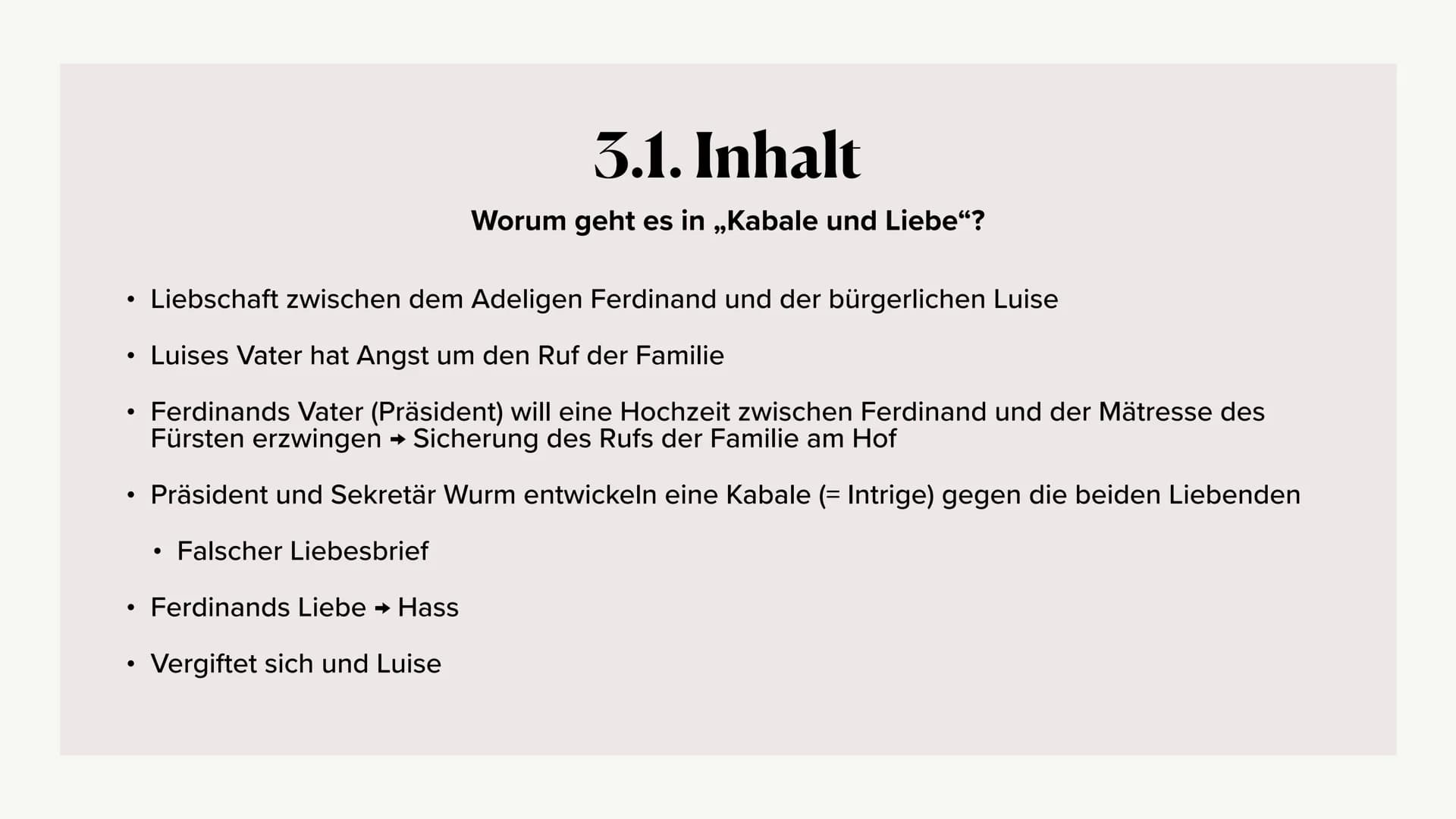 V
elle
Kabale und Liebe
OTEL
Frama der Aufklän
Paula Zimny Gliederung
1. Friedrich Schiller
2. Wiederholung Aufklärung
3. Das Werk
1. Inhalt