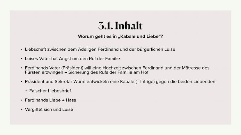 V
elle
Kabale und Liebe
OTEL
Frama der Aufklän
Paula Zimny Gliederung
1. Friedrich Schiller
2. Wiederholung Aufklärung
3. Das Werk
1. Inhalt