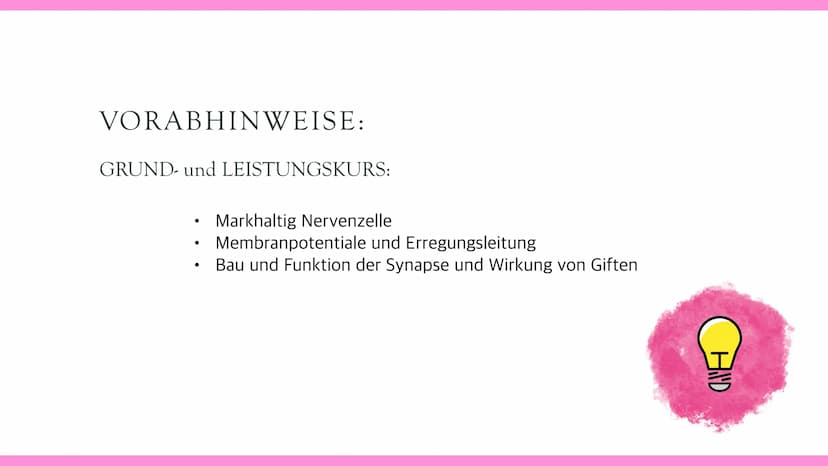 Neurobiologie VORABHINWEISE:
GRUND- und LEISTUNGSKURS:
Markhaltig Nervenzelle
Membranpotentiale und Erregungsleitung
Bau und Funktion der Sy
