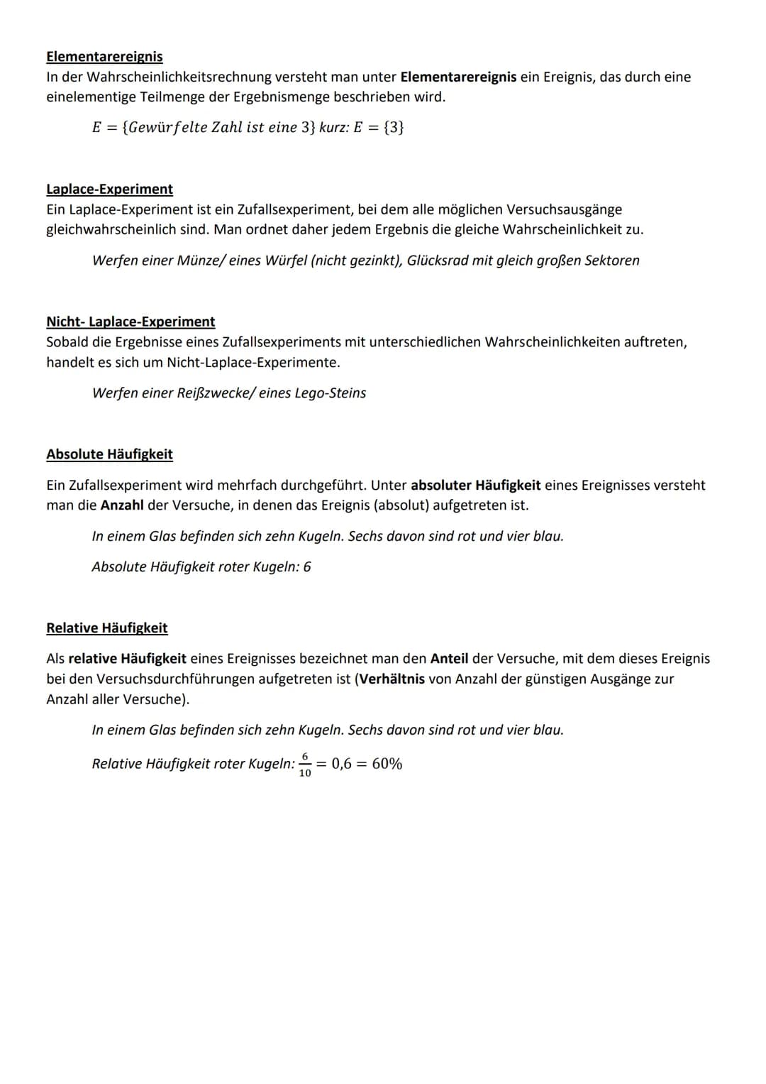 Wahrscheinlichkeitsrechnung (Stochastik)
Grundbegriffe
Zufallsexperiment
Damit es sich in der Mathematik bei einem Vorgang um ein Zufallsexp