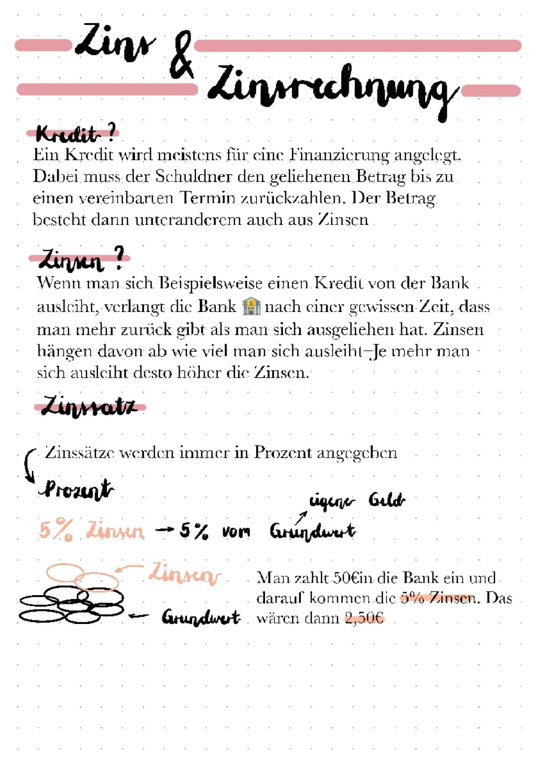 Zins/-Rechnung, Kredit und Tilgung/-plan