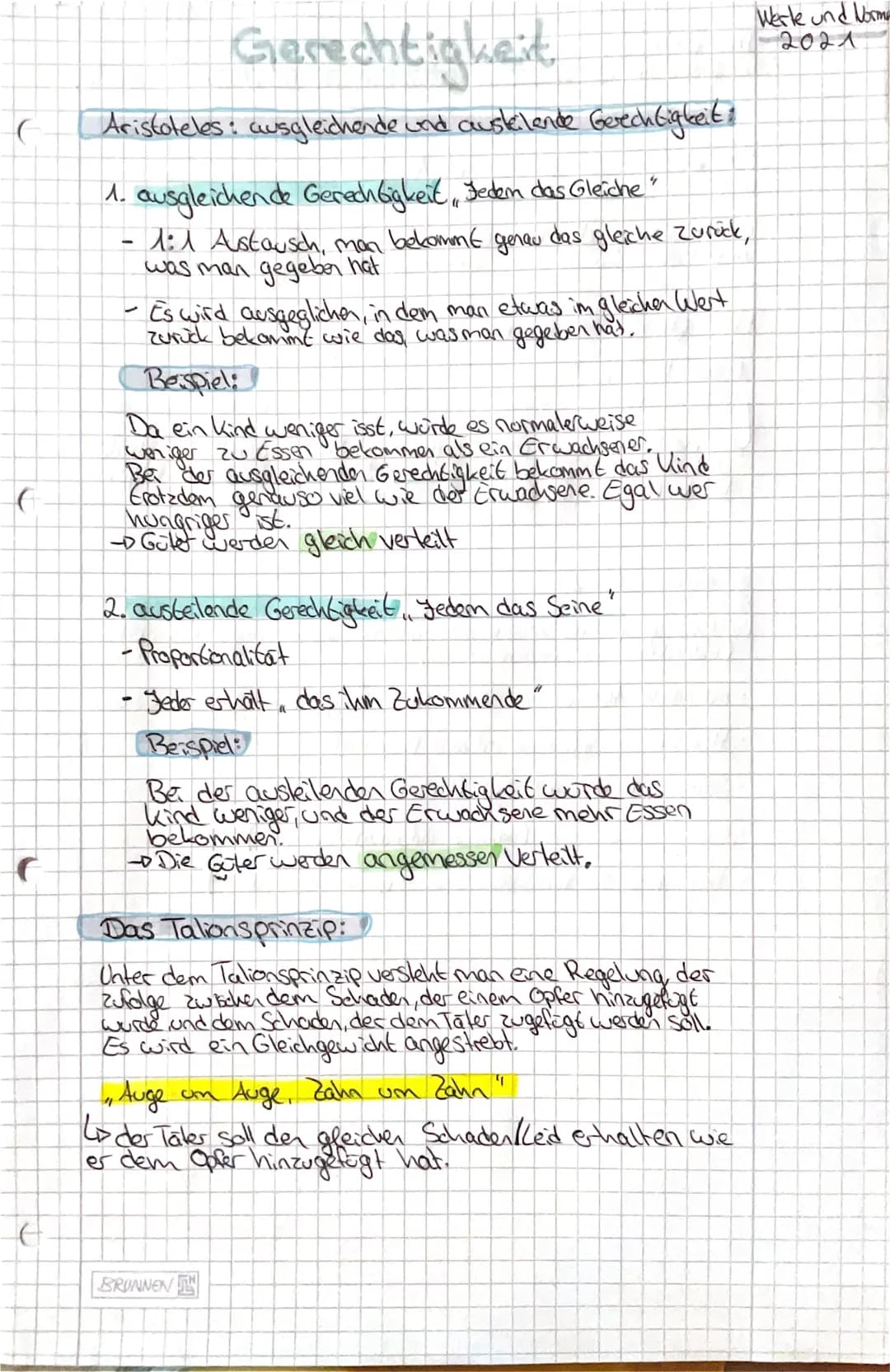 C
C
G
Gerechtigkeit
Aristoteles: ausgleichende und auskelende Gerechtigkeit:
1.
-
ausgleichende Gerech bigkeit, Jedem das Gleiche"
1:1 Astau