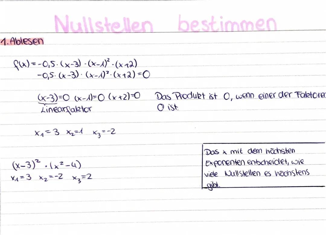 Lerne Nullstellen Berechnen: Quadratische und Lineare Funktionen, x^3 und x^4 einfach erklärt