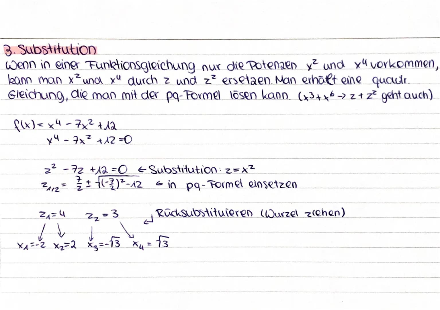 Nullstellen
1. Ablesen
f(x) = -0₁5⋅ (x-3) - (x-1)²-(x+2)
-0,5. (x-3)⋅ (x-1) ²⋅ (x+2) = O
bestimmen
(x-3)=0 (x-1)=0₂(x+2) =0 Das Produkt ist 