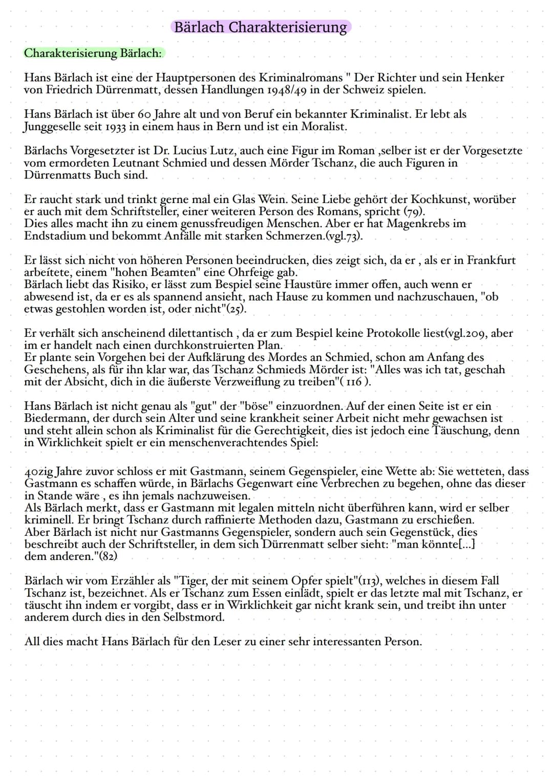 Zusammenfassung
Der Richter und sein Henker
Friedrich Dürrenmatts „Der Richter und sein Henker" erschien 1950/51 zunächst als
Fortsetzungsro