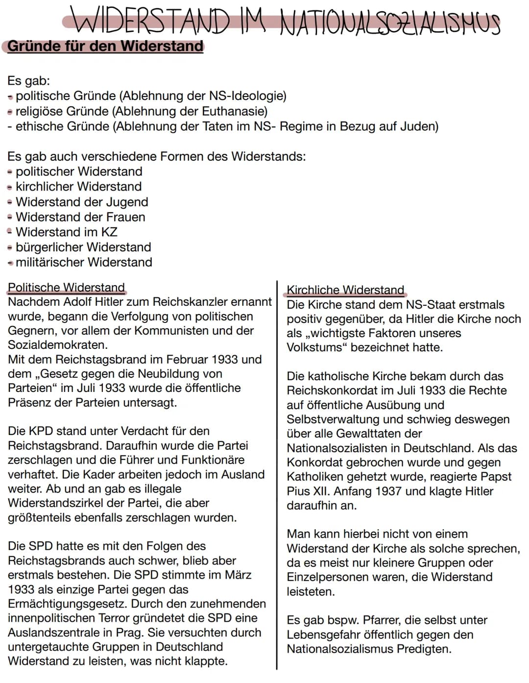 Gründe für den Widerstand
WIDERSTAND IM NATIONALSOZIALISMUS
Es gab:
- politische Gründe (Ablehnung der NS-Ideologie)
-
• religiöse Gründe (A