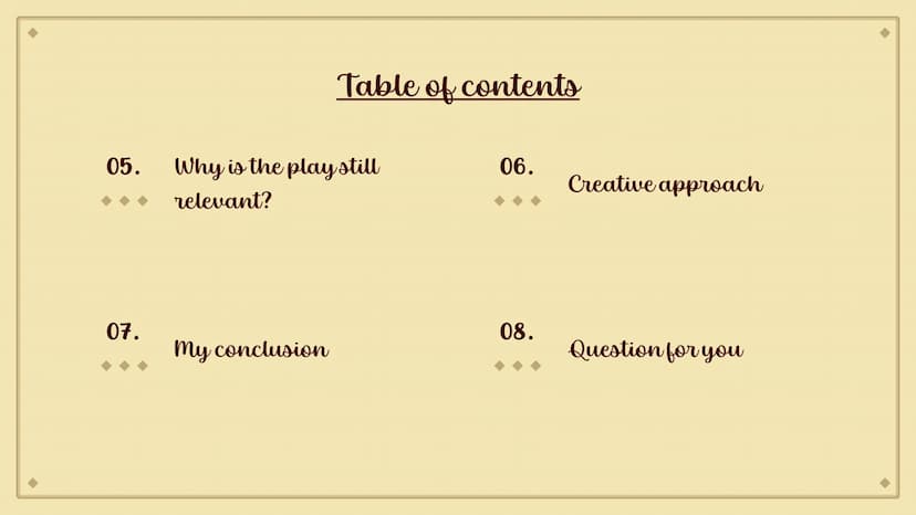 A Midsummer
Night's Dream
From Pia 01.
03.
Table of contents
Most important
characters
Background
information
02.
04.
Summary of the play
Ar