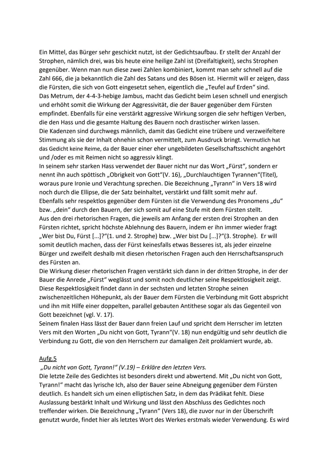 Politische Gedichte - Protest gegen Unterdrückung (Buch, S. 92/93)
Gottfried August Bürger (1776):
Der Bauer
An seinen durchlauchtigen Tyran
