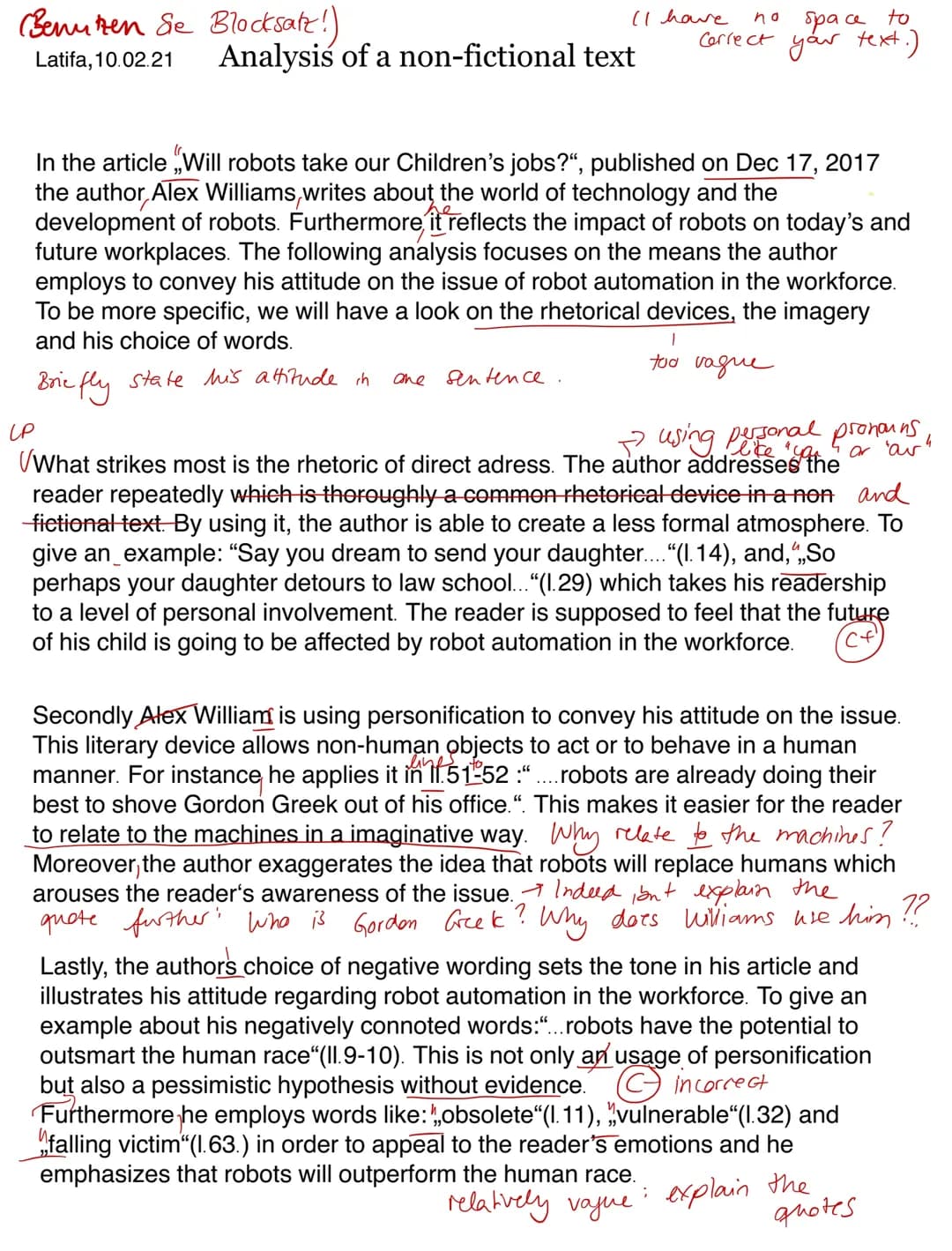 ANALYSIS/WRITING of non-fictional text