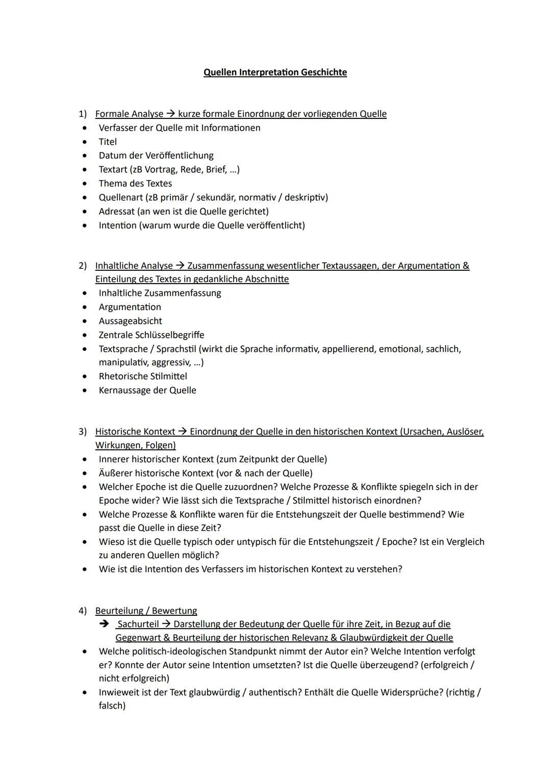 1) Formale Analyse → kurze formale Einordnung der vorliegenden Quelle
● Verfasser der Quelle mit Informationen
●
●
●
●
●
2) Inhaltliche Anal