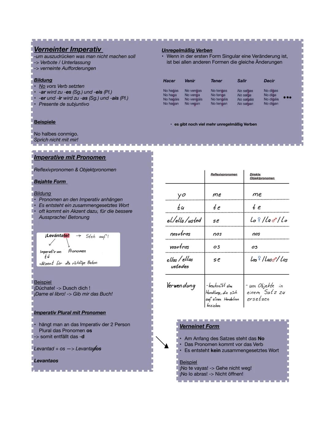 # El imperativo
Der Imperativ

Das Imperativ benutzt man als Befehlsform.

Es gibt 2 verschieden Formen: die bejahte und verneinte Form

|  