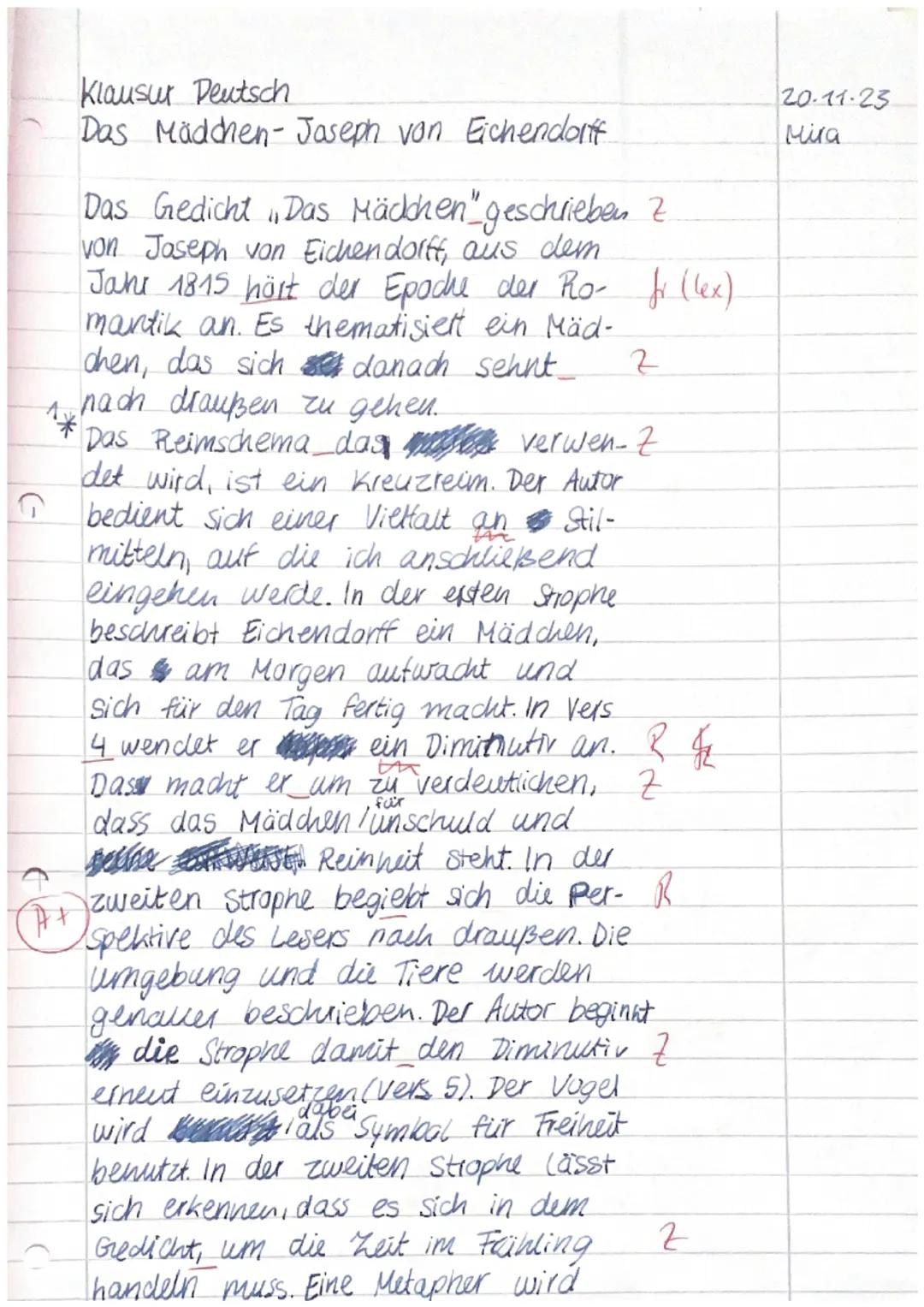 Gutachten
für Mira C.
Klausur 2023, Einführungsphase Deutsch
Kurs-/Schulhalbjahr: Einführungsphase
Aufgabenart:
Kursleitung:
Schule:
Gesamtb