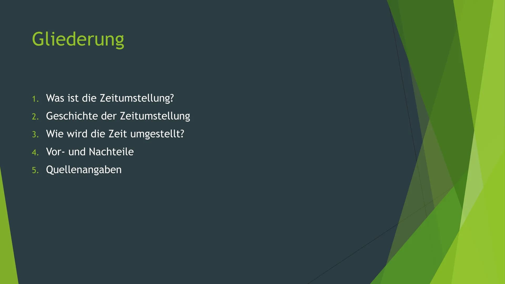  Die Zeitumstellung
Ein Vortrag von Finn Meyer Gliederung
1. Was ist die Zeitumstellung?
2. Geschichte der Zeitumstellung
3. Wie wird die Ze