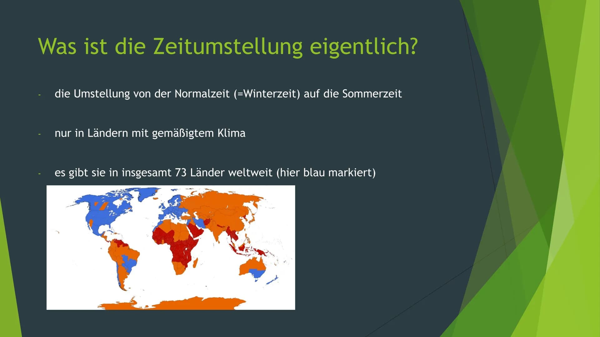  Die Zeitumstellung
Ein Vortrag von Finn Meyer Gliederung
1. Was ist die Zeitumstellung?
2. Geschichte der Zeitumstellung
3. Wie wird die Ze