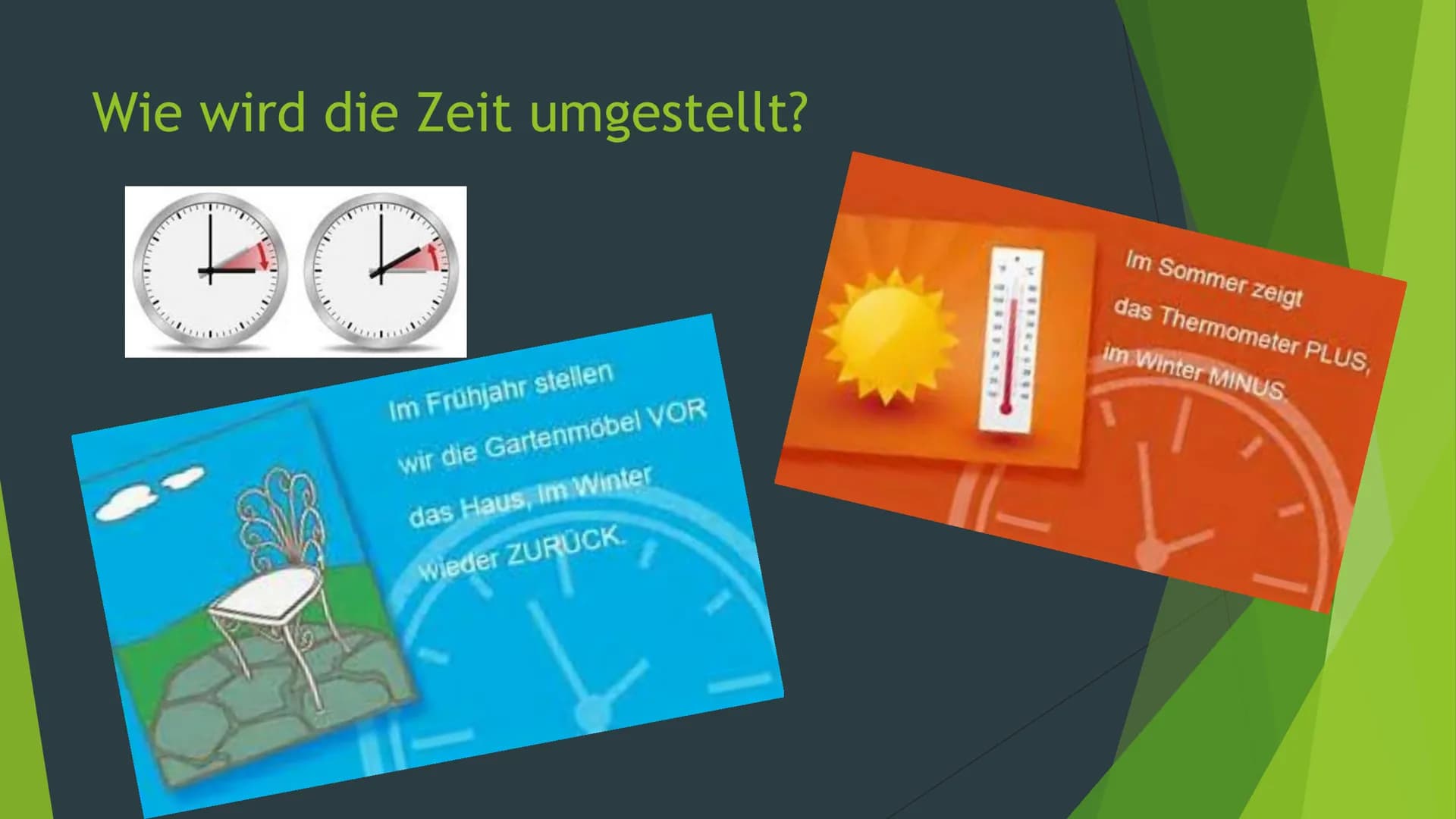  Die Zeitumstellung
Ein Vortrag von Finn Meyer Gliederung
1. Was ist die Zeitumstellung?
2. Geschichte der Zeitumstellung
3. Wie wird die Ze