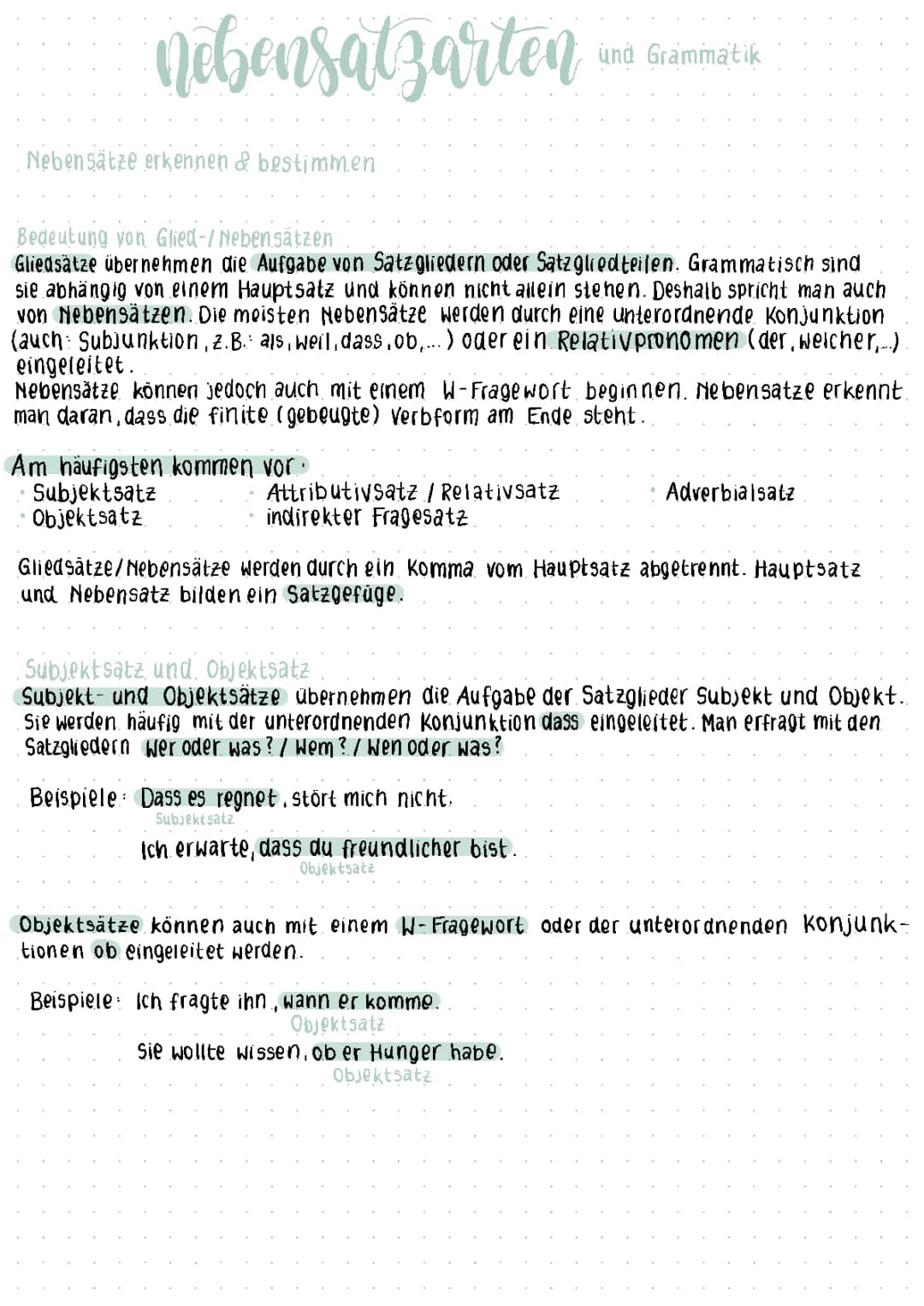 Nebensatzarten