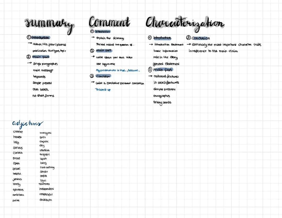summary comment characterization 