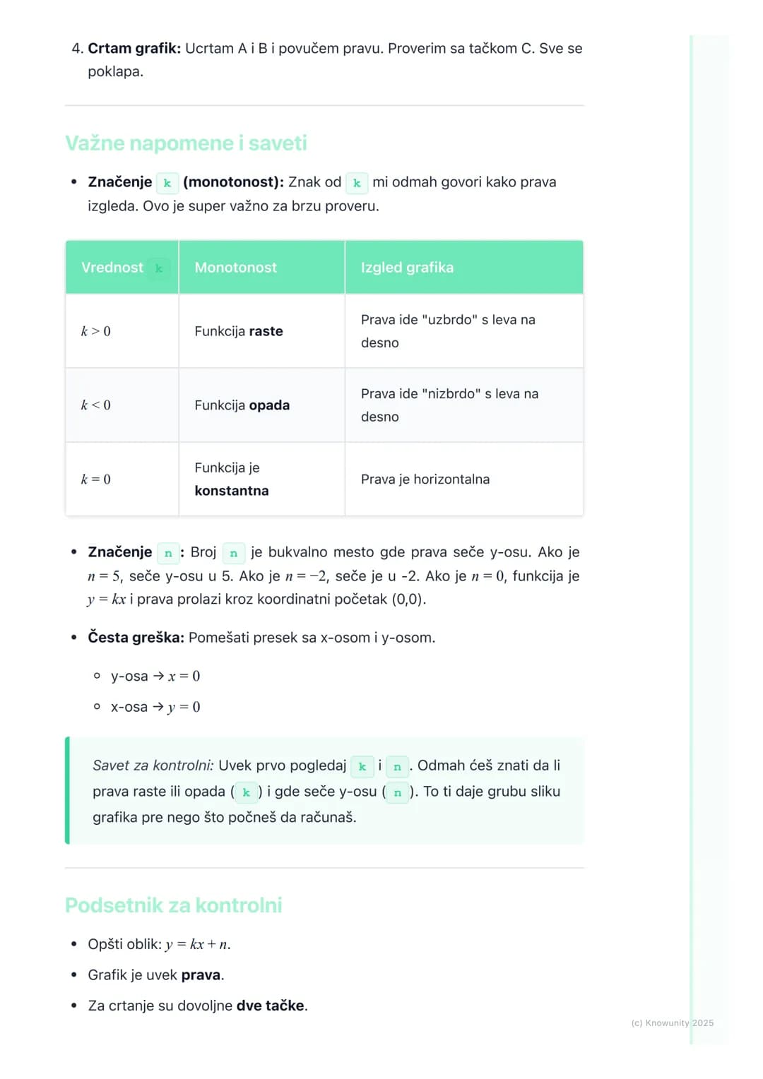 # Grafik linearne funkcije

Grafik linearne funkcije - osnovno

Linearna funkcija ima opšti oblik y = kx + n. Njen grafik je uvek prava lini
