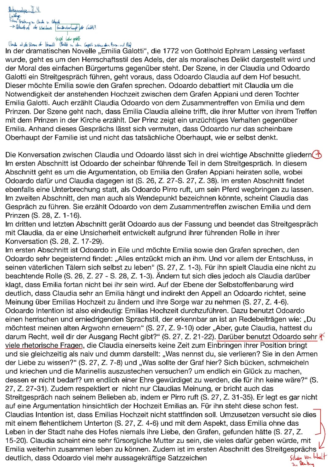 Emilia Galotti - Szenenanalyse 2. Akt, 4. Auftritt