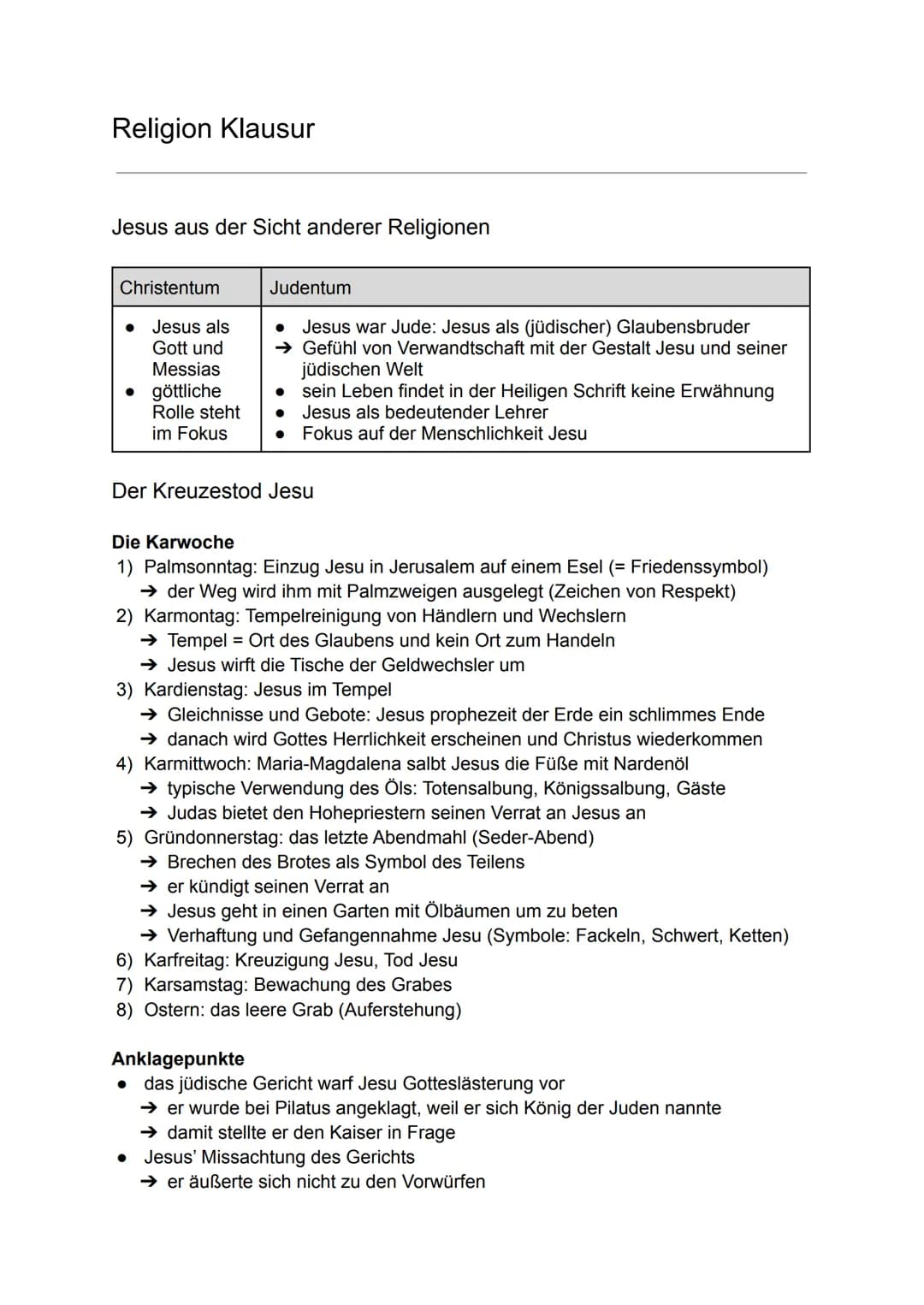 Religion Klausur
Jesus aus der Sicht anderer Religionen
Christentum
• Jesus als
Gott und
Messias
● Jesus war Jude: Jesus als (jüdischer) Gla