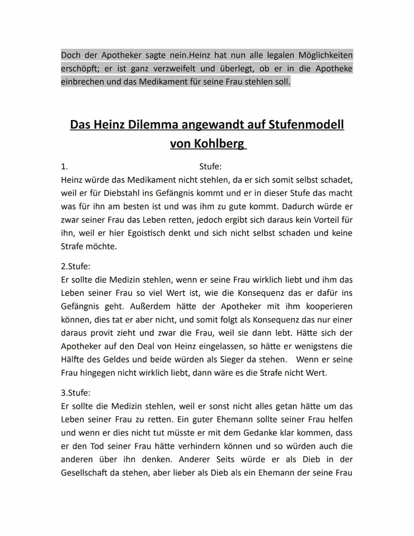 Kohlbergs Stuffenmodel zur
moralischen Entwicklung
Die Theorie von Lawrence Kohlberg besagt das unsere Entwicklung des
moralische Denkens in