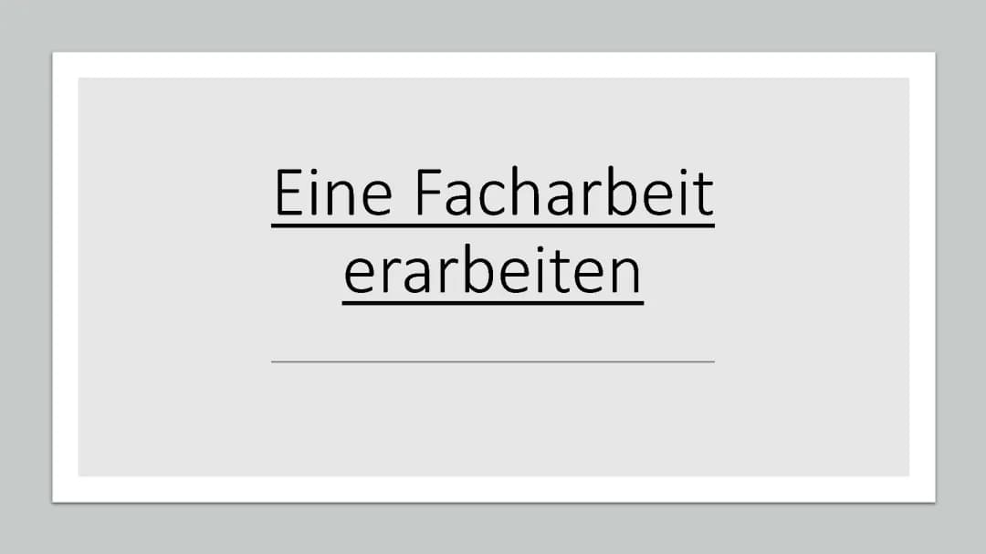 Eine Facharbeit erstellen 